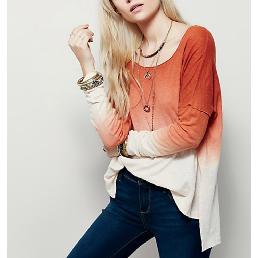 Free people orange ombré long sleeve shirt